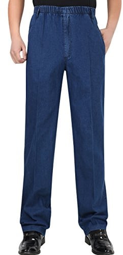 Youlee Hombres Cintura elástica Pantalones Rectos Jeans