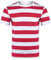 Sykooria Mens Round Neck Wide Striped T-Shirt Red & White Strip Casual Short Sleeve Tops