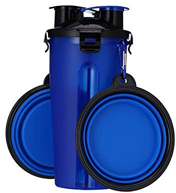 Bottiglia d’Acqua per Animali Domestici, Portatile da Viaggio, Contenitore per Cibo per Cani e Bottiglia d’Acqua 2 in 1, a Prova di perdite