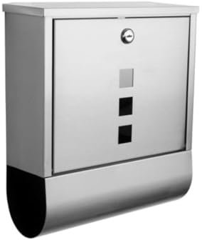 Perel Briefkasten Torino, mit Zeitungsfach, Wandmontage oder freistehend, inkl. 2 Schlüssel, Abmessungen (H x B x T) 33.5 x 31 x 10 cm, Silber