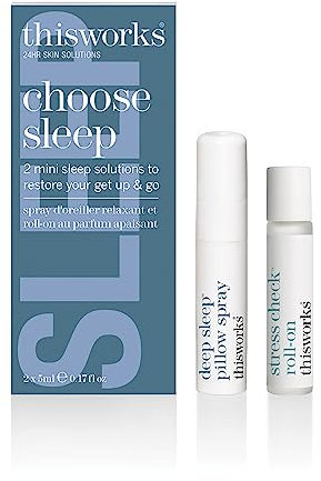 This Works Choose Sleep Gift Set - Travel Size Kit with Soothing Duo of Deep Sleep Pillow Spray and Stress Check Roll On for Relaxation - Self Care and Sleep Gifts for Women