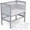 FabiMax 4479 Beistellbett BOXSPRING grau, inkl. Matratze Classic und Netz-Nestchen graue Blümchen