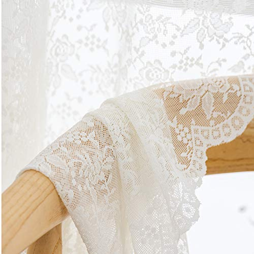 H.ebony Tende trasparenti in pizzo beige rosa bianco sporco per camera da letto soggiorno tasca per asta stile retrò vintage a luce filtrante arioso set di 2 pannelli lunghi 150 cm