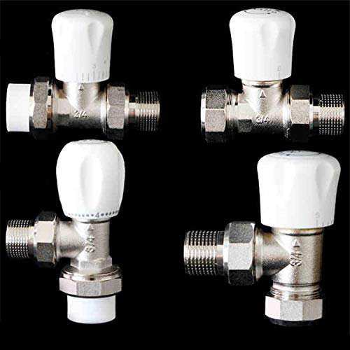 POWERTOOL Valvole per radiatore, 1 pezzo, raccordo termostatico per riscaldamento a pavimento, valvole termostatiche in ottone cromato per radiatore a gomito (saldatura maschio e solvente da 3/4 a 25