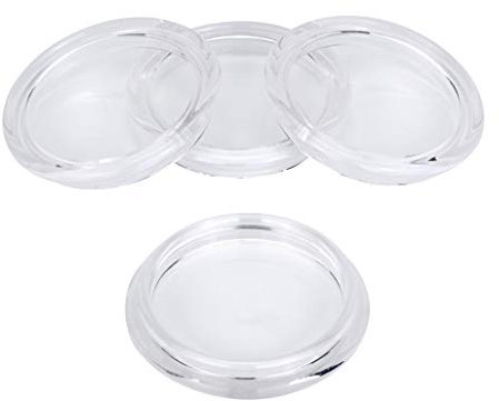 Set of 4 - Castor Cups (Caster Cups) – Floor Protection - Suitable for Upto 55mm Wheel Diameter (Furniture, Appliances, etc) - Clear Colour