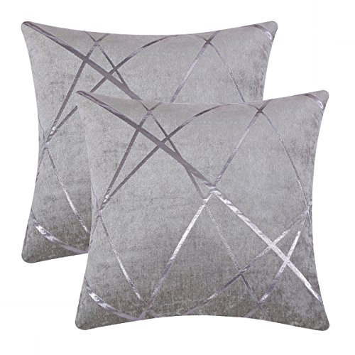 GIGIZAZA Kissenbezug 65x65 cm Kissenhülle Silbergrau Kissenbezüge Dekokissen Fall für Sofa Schlafzimmer Wohnzimmer 2er Set