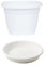 VASO ROTONDO SIMILCOTTO + sottovaso SPAZZOLATO FIORI PIANTE FIORIERE PLASTICA (BIANCO, 35 cm)