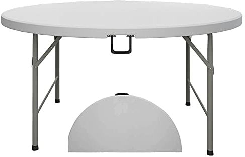 Garten-Klapptisch, Stahlrohrgestell weiß, Tragegriff Kunststoff, 1,2 m Buffettisch Campingtisch Garten Camping, Arbeitstisch Balkontisch Reisetisch