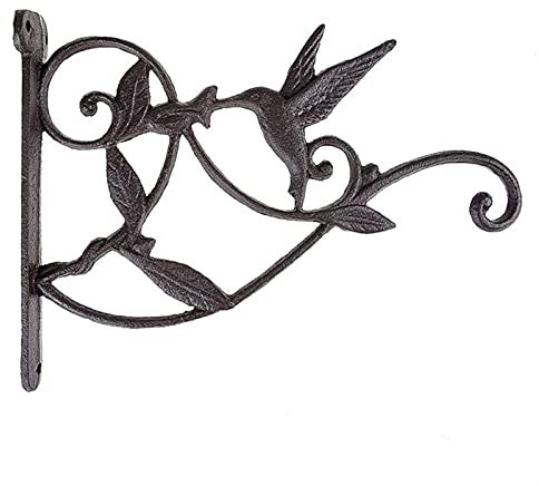 ENJY Wandhaken Blumenampel 2-teilige Pflanzenhaken Kolibride Gusseisen Dekorative Haken Innenpflanze Stehaufhänger (Color : Schwarz)