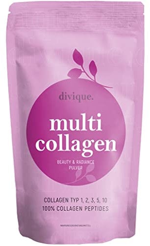 Divique Kollagen Pulver [500g] - Premium Collagen Complex Typ 1, 2, 3, 5, 10-100% Kollagen Hydrolysat Peptide - 10.000 mg Collagen pro Tag - geschmacksneutral, wasserlöslich, ohne Zusatzstoffe
