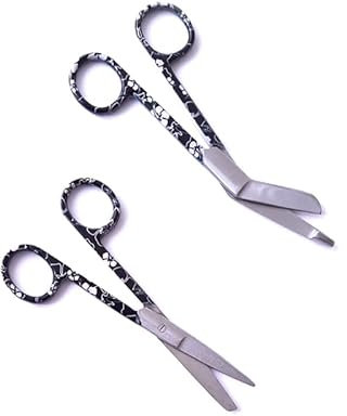 Krankenschwester Scheren Set MIT GRAVUR - Verbandschere Krankenschwester - Krankenschwester Zubehör - Krankenschwester Geschenk - Edelstahl Scharf - Abgerundete Spitze (Black Flowers)
