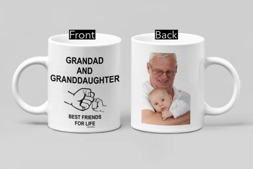 Personalised Mug with Photo and Text, Grandad Birthday Gifts, Fathers Day Mug for Grandad, Happy Birthday Grandpa Cup, Christmas Presents from Granddaughter Grandchildren - Best Friends for Life