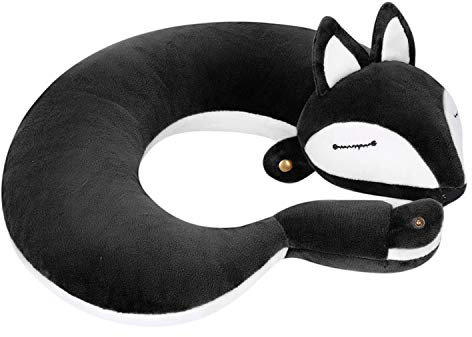 Nackenkissen U-Förmig Nackenhörnchen Fuchs Reisekissen Ergonomisch Kopfstützenkissen Orthopädisch Kopfstütze Halskissen Kinder Erwachsene Nackenstütze Kissen Flauschig Kopfkissen Auto Flugzeug Büro