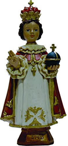 ÖLBAUM 20 cm XL Prager Jesuskind, Jesulein -Jesusfigur von Prag mit rot-weissem klassisch-schlichtem Gewand, HANDBEMALT, das Prager Jesulein spendet Glück und Trost, Heil und Segen für alle Menschen