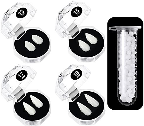 Huarsion Vampir Zähne Vampirzähne Erwachsene/Kinder, Vampir Fangs Falsche Zähne Vampire Teeth Vampirgebiss mit 1 Rohr Zähne Pellets Kleber und 30 Tattoos für Cosplay Party Requisiten Halloween Party
