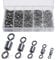 Realure 200/300 Pcs Rolling Fishing Swivels 5 Sizes Swivels for Carp Fishing Accessories Swivels 4# 6# 8# 10# 12# Barrel Fishing Connector Swivel for Sea Fishing, Fishing Line, Hooks Swivels (200 Pcs)