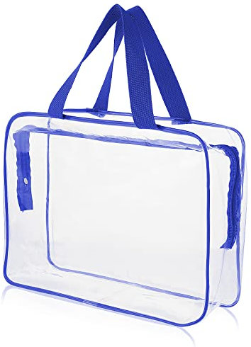 Sibba Transparente Tragetasche Große Aufbewahrungs Make Up Taschen Wasserdicht Transparent Kosmetiktaschen Reißverschluss Kulturbeutel Organizer Aufbewahrung Handtasche Reisezubehör Modisch Blau
