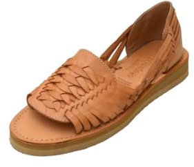 Macarena Collection Sandalen Frauen Huarache Sandale Bunte Leder Mexikanischen Stil Farbe Tan 123, Hellbraun, 38 EU
