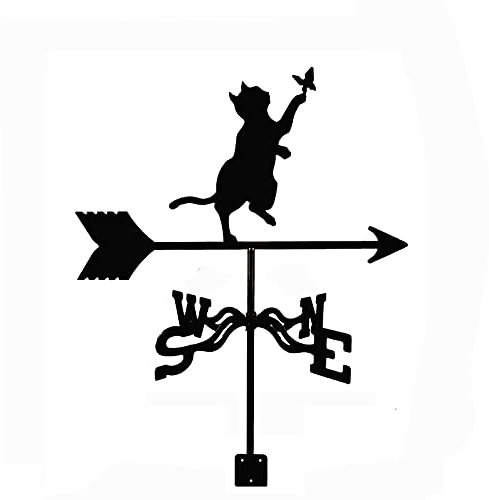 Wetterfahne, Katze und Schmetterling, spielende Silhouette, Edelstahl, Jäger und Hund, Wetterfahne, Windrichtungsanzeiger, Wetterhahn, Messwerkzeuge für den Außenbereich, Halterung, Dekoration, Baste
