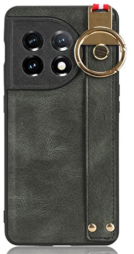 DENSUL Slim Case for OnePlus Ace2,Case Back with Wristband Holder & Hanging Ring Multi -Purpose Bottle Opener Tool, Shockproof TPU Bumper Anti-Scratch Phone Cover,Green