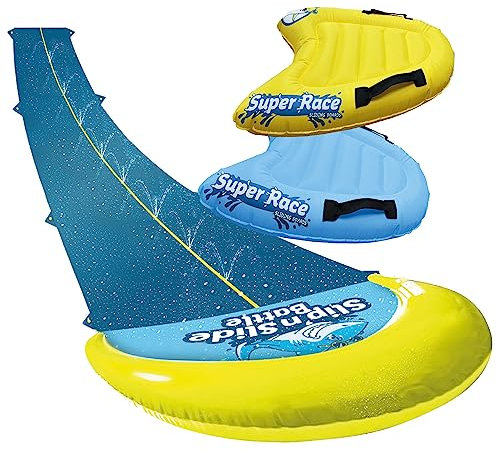 Original Cup® | Pack Ventriglisse Géant XXL | 1 Tapis de Glisse Double Piste 10 Mètres + 2 Bodyboards pour Mieux Glisser | Qualité Premium | Slip'n Slide Jeux d'eau 100% Fun