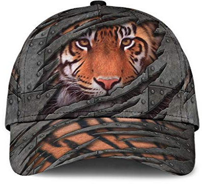 501 Baseball Kappe Mütze Tiger 3D-Gedrucktes Wildtierliebhaber-Kratzmuster, Einzigartige Geschenkidee, Grau Unisex Baseballkappe Reine Farbe Vintage Visier Hut Für Wander Reisen