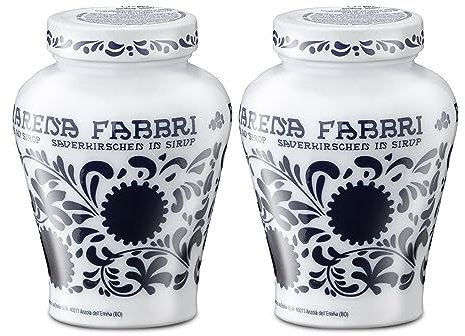 Food-United AMARENAKIRSCHEN 600g Opaline | FABBRI 1905 | in Sirup | Halb-Kandiert | Amarene | Amarena-Kirschen aus Italien | fabbri amarena cherries | für Joghurt-Eis Dessert Topping Cocktail