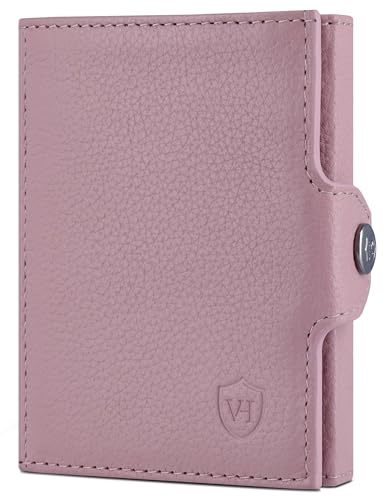 VON HEESEN Slim Wallet mit XXL Münzfach & RFID-Schutz - Mini Geldbörse Herren & Damen - Kartenetui Kreditkartenetui - Portmonee Geldbeutel Portemonnaie klein Lavendel