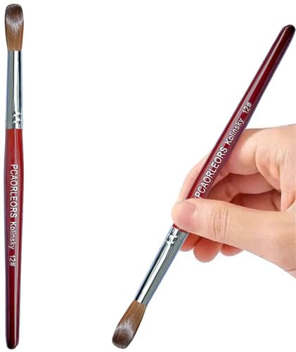 PCAORLEORS kolinsky Pinceau acrylique ongles avec poils en nylon pur et manche en bois rouge, gel rond pour appliquer l'acrylique Taille #8,10, 12
