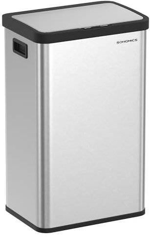 SONGMICS Motion Sensor Trash Can, 18-Gallon (68L) Automatic Kitchen Garbage Can with Stay-Open Lid, Soft Close, Stainless Steel, 15 Trash Bags Included, Metallic Silver ULTB630E68