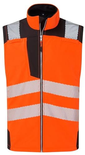 PORTWEST Veste Softshell sans manches Hi-Vis (3 couches) Orange/Noir XL - Vêtements haute visibilité