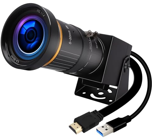 Hotpet 4K 60FPS H.264 Webcam HDMI USB3.0 Simultaneous Streaming Industrial Camera with Close-up 5-50mm Varifocal Lens for PC Windows Linux Mac Android