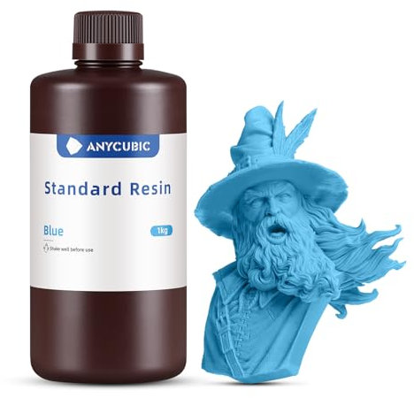 ANYCUBIC 3D Drucker Resin, UV 405nm Standard Rapid Photopolymer Resin, mit Hoher Genauigkeit und Schneller Aushärtung und Hervorragender Fließfähigkeit für den LCD DLP 3D Printer (Blau,1000g)
