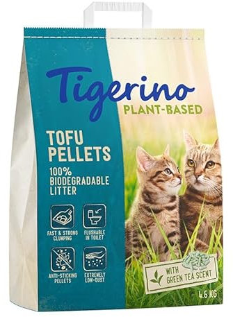 Tigerino Plant-Based Tofu Katzenstreu – Duft nach grünem Tee | 11L (4,6 KG)