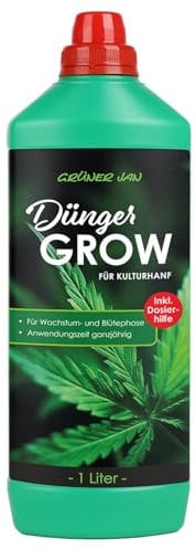 1L Flüssigdünger Grow für Kulturhanf Cannabis Dünger NPK 10-8-6 für Wachstum und Blüten Spurennährstoffe flüssig 1 L Hanf Pflanzen für Cannabispflanzen weed anbauen Grünpflanzen Palmen 1 Liter