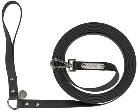 TRIXIE Schleppleine City-Style, M-L, 5 m/20 mm, schwarz - PVC-beschichtete Hundeleine für mittelgroße Hunde, wasserabweisend & rutschfest mit Handschlaufe - 2073501