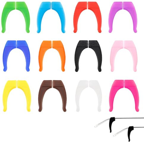 FERCAISH 24 Paar Silikon Brillenhalter, Antirutsch Brillenbügel Ohrbügel Set, Mehrfarbig Brillen Ohrpolster, Elastische Brille Ohrgriffe Haken, für Sonnenbrillen Sportbrillen Brillen Zubehör