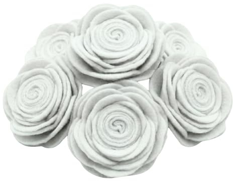 edelkern 6x Filz Rosen Weiß Ø 6cm – Filzblumen Deko für Hochzeit & Basteln
