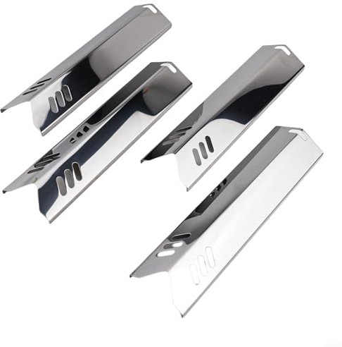 Flame Diffuser Outdoor Barbecue Replacement Parts, Gas Grill Maintenance Kit, 4Pcs Silver Heat Plate Burner Cover Replacement Parts