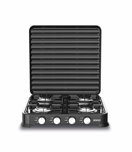 Cocina de Gas Portátil 1 Quemador – Cocina para Exterior GLP/Propano - Para Exterior, Camping y Terraza (4 Fogones)
