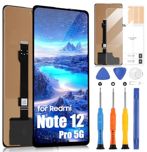 Pantalla LCD para Xiaomi Redmi Note 12 Pro 5G LCD Pantalla para Redmi Note 12 Pro 5G 22101316C 22101316I 23013RK75C 6.67 LCD Pantalla Táctil Digitizer Assembly con Kit Reparación, Incell