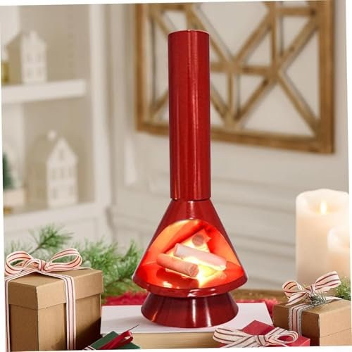 Camino a LED moderno della metà del secolo, luci decorative con effetto fiamma, mini caminetto da scrivania a batteria, per casa, ufficio, decorazione per feste di Natale, caminetto finto (bianco)