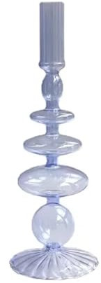 BDXMKS Candlesticks Decorative Candle Holders Colorful Glass Flower Vase for Home Decoration Wedding Decoration Centerpieces Candlestick Gift(Lilac Lace)