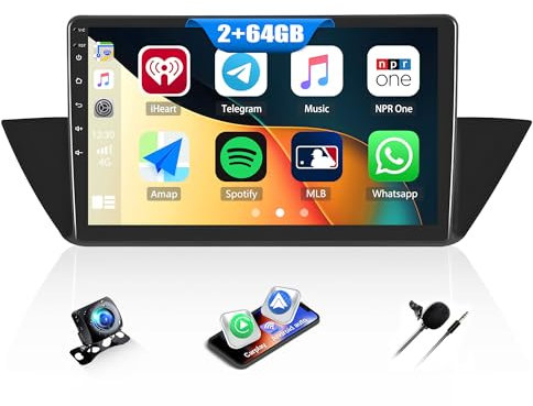2G+64G CAMECHO Android 13 Autoradio mit Navi für BMW X1 E84(2009-2016),10 Zoll Bildschirm Doppel Din Radio mit Carplay Wireless Android Auto Mirror Link WiFi RDS FM Bluetooth und USB+Ruckfahrkamera