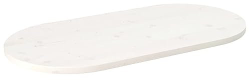 Xichuzi Tischplatte Weiß 90x45x2,5 cm Massivholz Kiefer Oval, Arbeitsplatte, Holzplatte, Schreibtischplatte, Waschtischplatte, Küchenarbeitsplatte 824356