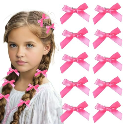 GGUFAY 10 Pcs pinces à cheveux en ruban avec pince à bec de canard pour enfants, filles, femmes, barettes cheveux femme bijoux cheveux (Rose)