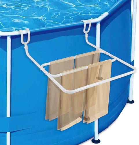 Portasciugamani Da Esterno Per Piscina, Portasciugamani Da Piscina In Metallo Per Piscine Fuori Terra, Adatto A Guide Da 3”, Accessori Per Piscine Intex/Bestway Compatibili Pool Essentials (Bianco)