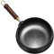 Dorugage Cast Iron Wok | Cast Iron Frying Pan | 28 cm Chinese Handmade Wok Non Stick Saucepan | Japanese I-Ron Pan with Wooden Handle and Lid | No Coating for Stoves and Induction Hobs