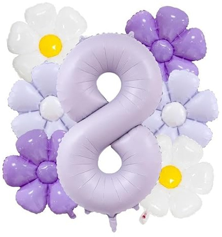 DIWULI Palloncini Fiori 8 Anni - Numero Viola