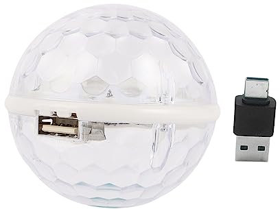 VILLCASE 1 Pezzo LED Rgb Stroboscopica Portatile USB per Karaoke Design Rotante per Festa Luce per Auto e Facile da Posizionare con Ventosa Vetrato
